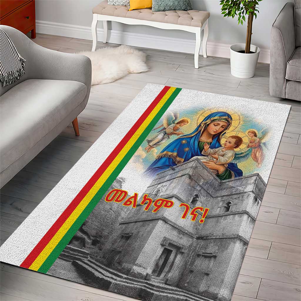 Melkam Gena Ethiopia Area Rug Saint Mary Lalibela Churches LT15