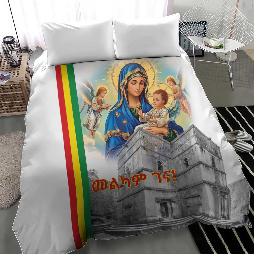 Melkam Gena Ethiopia Bedding Set Saint Mary Lalibela Churches LT15