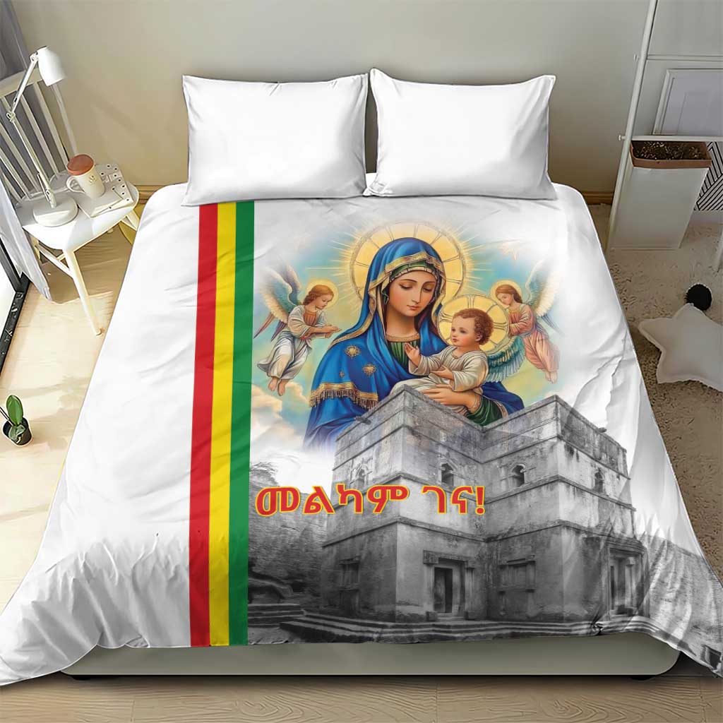 Melkam Gena Ethiopia Bedding Set Saint Mary Lalibela Churches LT15