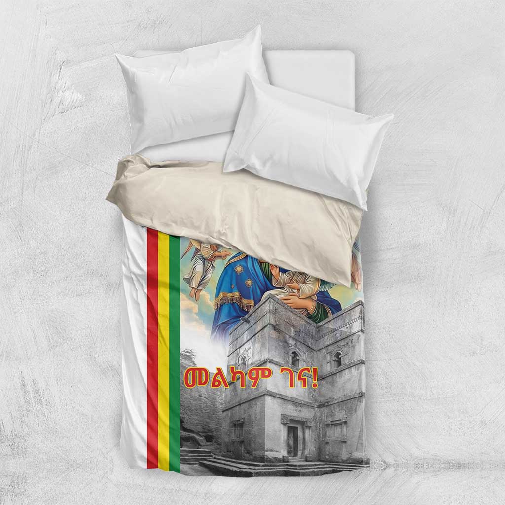 Melkam Gena Ethiopia Bedding Set Saint Mary Lalibela Churches LT15