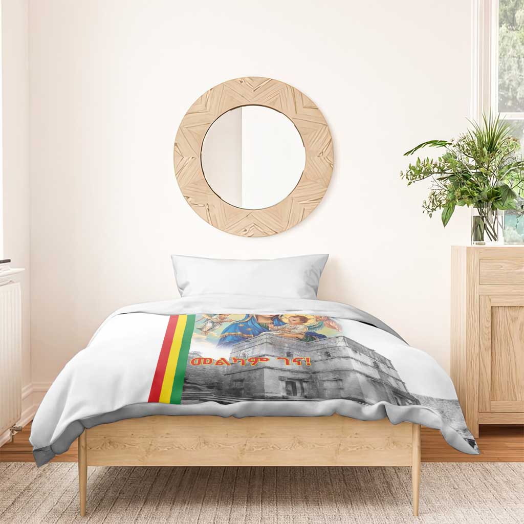 Melkam Gena Ethiopia Bedding Set Saint Mary Lalibela Churches LT15