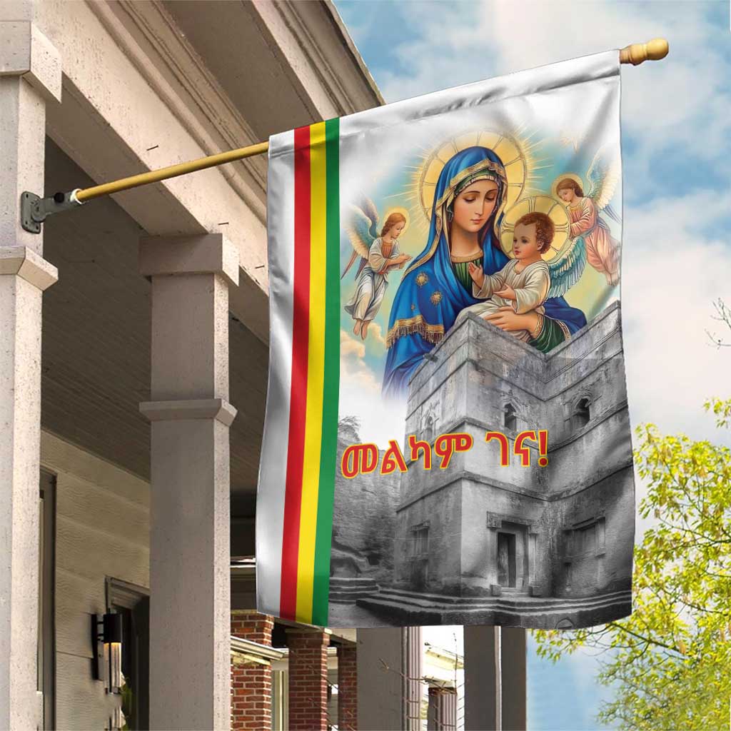 Melkam Gena Ethiopia Garden Flag Saint Mary Lalibela Churches LT15