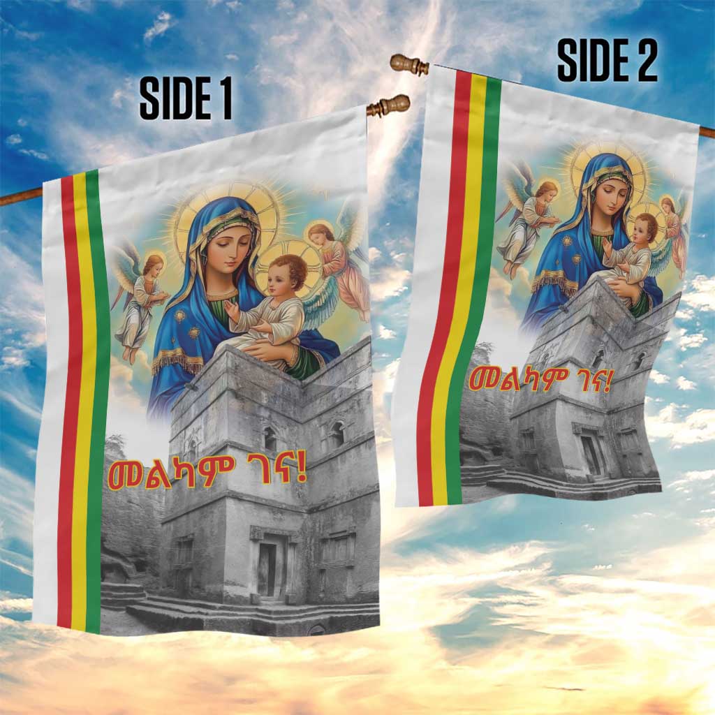 Melkam Gena Ethiopia Garden Flag Saint Mary Lalibela Churches LT15