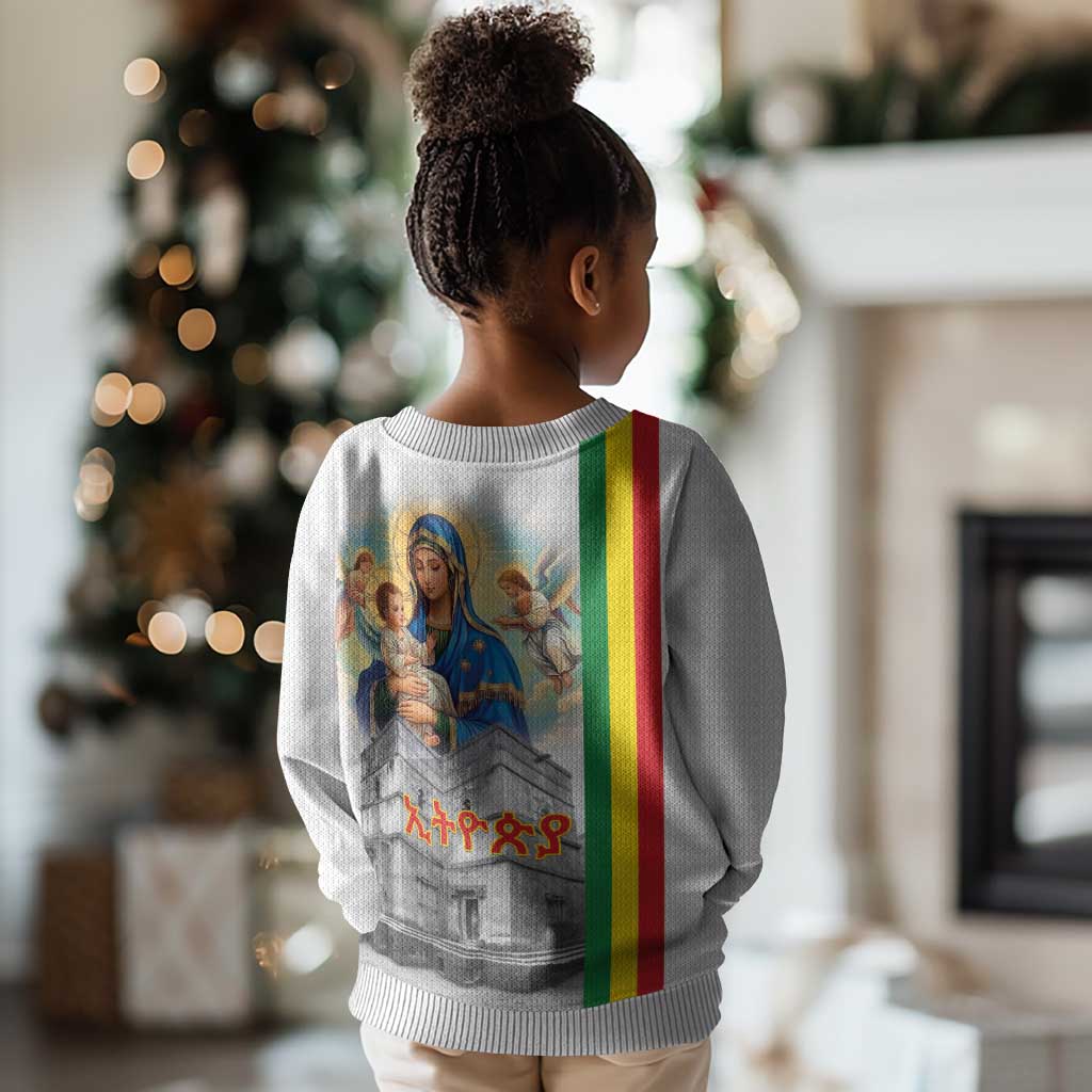 Melkam Gena Ethiopia Kid Ugly Christmas Sweater Saint Mary Lalibela Churches LT15