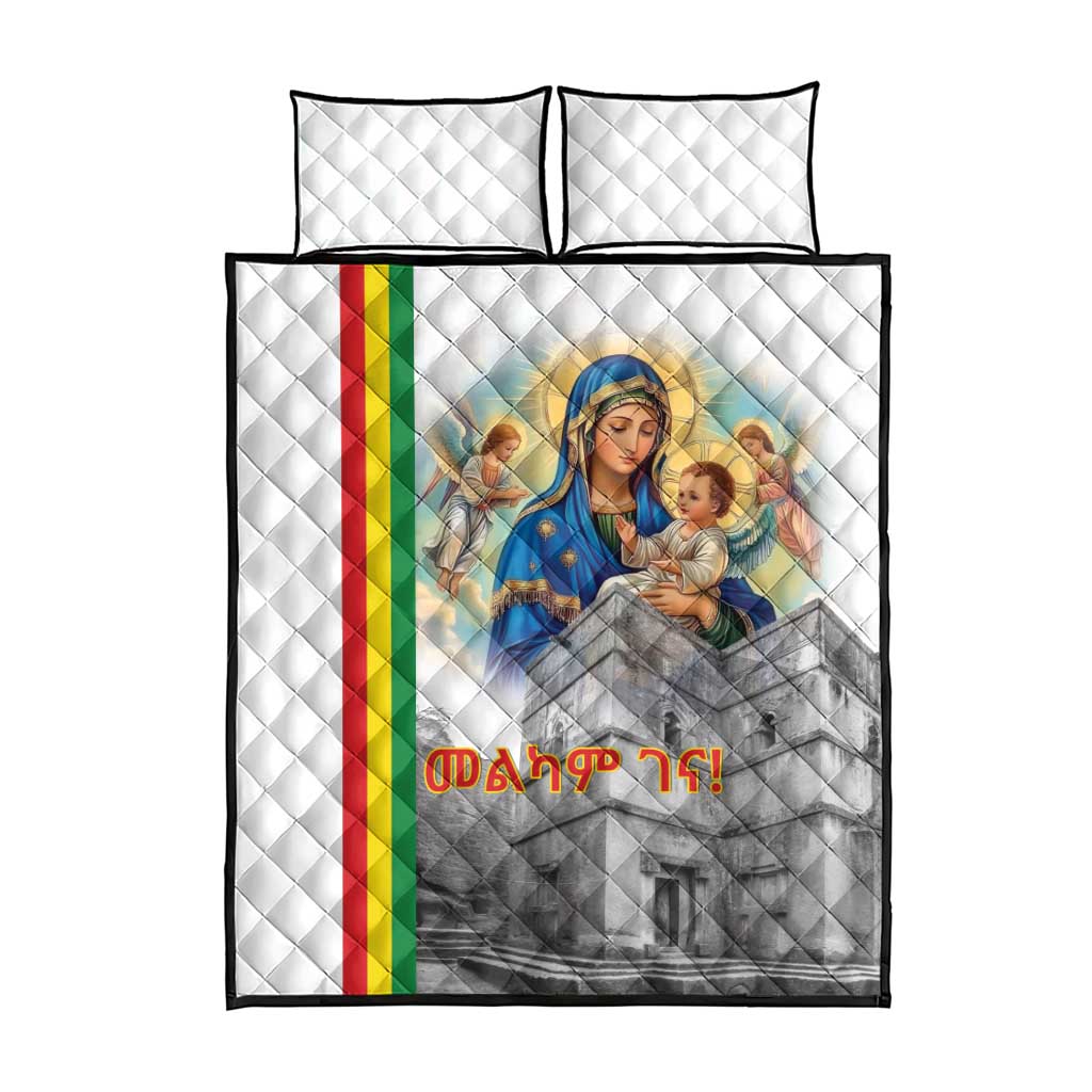 Melkam Gena Ethiopia Quilt Bed Set Saint Mary Lalibela Churches LT15