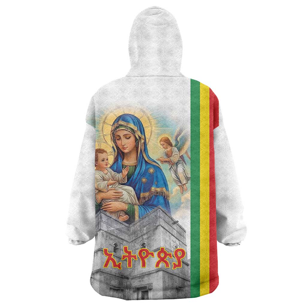 Melkam Gena Ethiopia Wearable Blanket Hoodie Saint Mary Lalibela Churches LT15