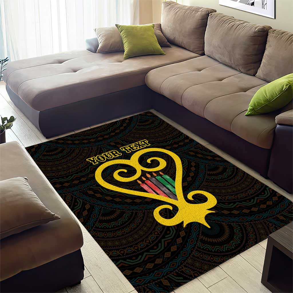 Personalized African-American Black Love Day Area Rug Sankofa Heart - Nya Akoma LT15