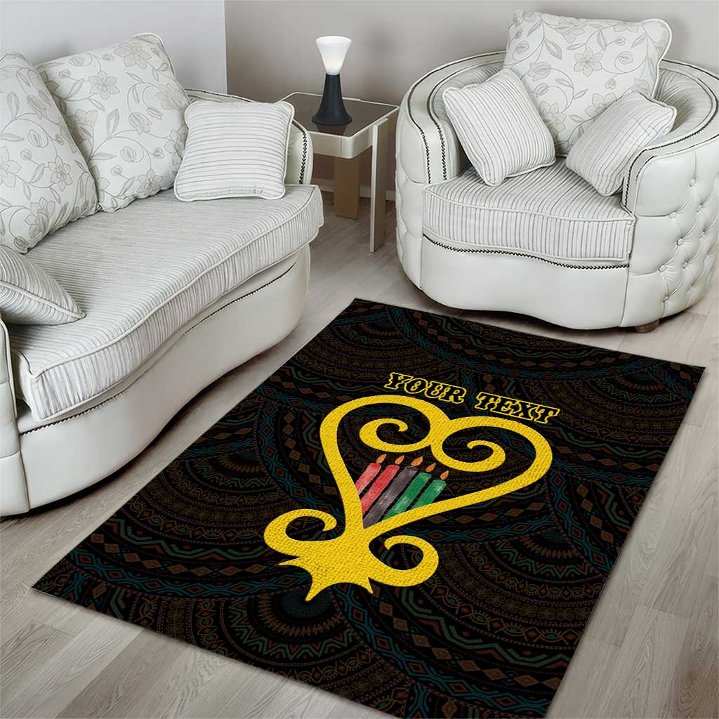 Personalized African-American Black Love Day Area Rug Sankofa Heart - Nya Akoma LT15