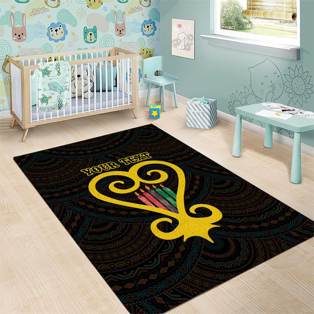 Personalized African-American Black Love Day Area Rug Sankofa Heart - Nya Akoma LT15