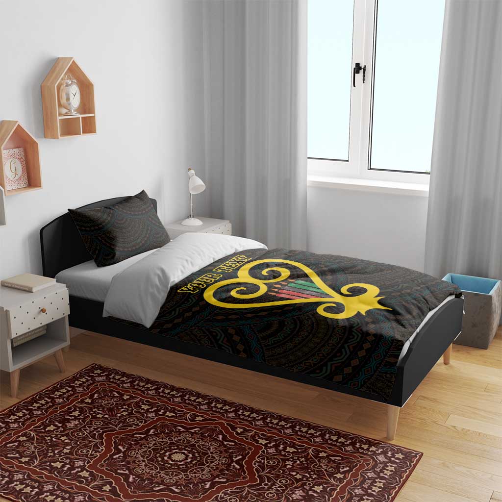 Personalized African-American Black Love Day Bedding Set Sankofa Heart - Nya Akoma LT15