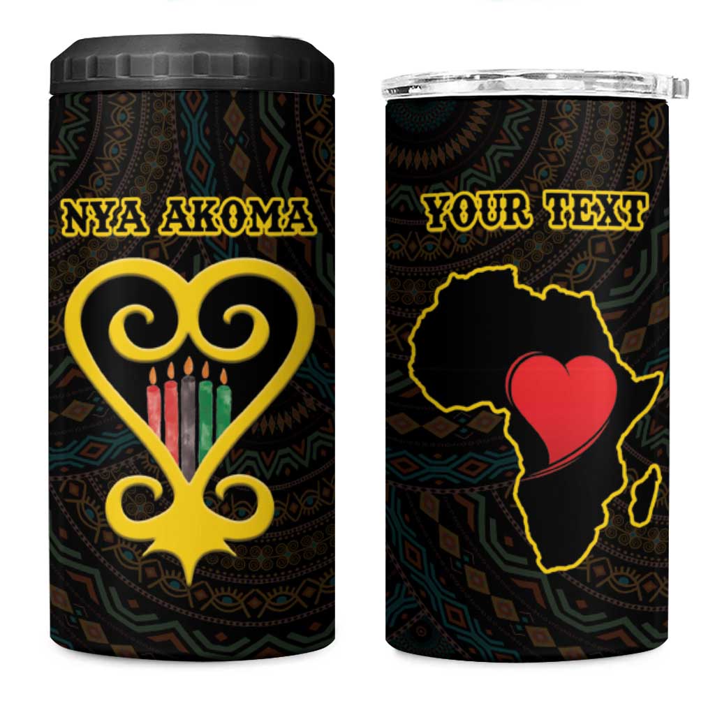 Personalized  African-American Black Love Day 4 in 1 Can Cooler Tumbler Sankofa Heart - Nya Akoma LT15