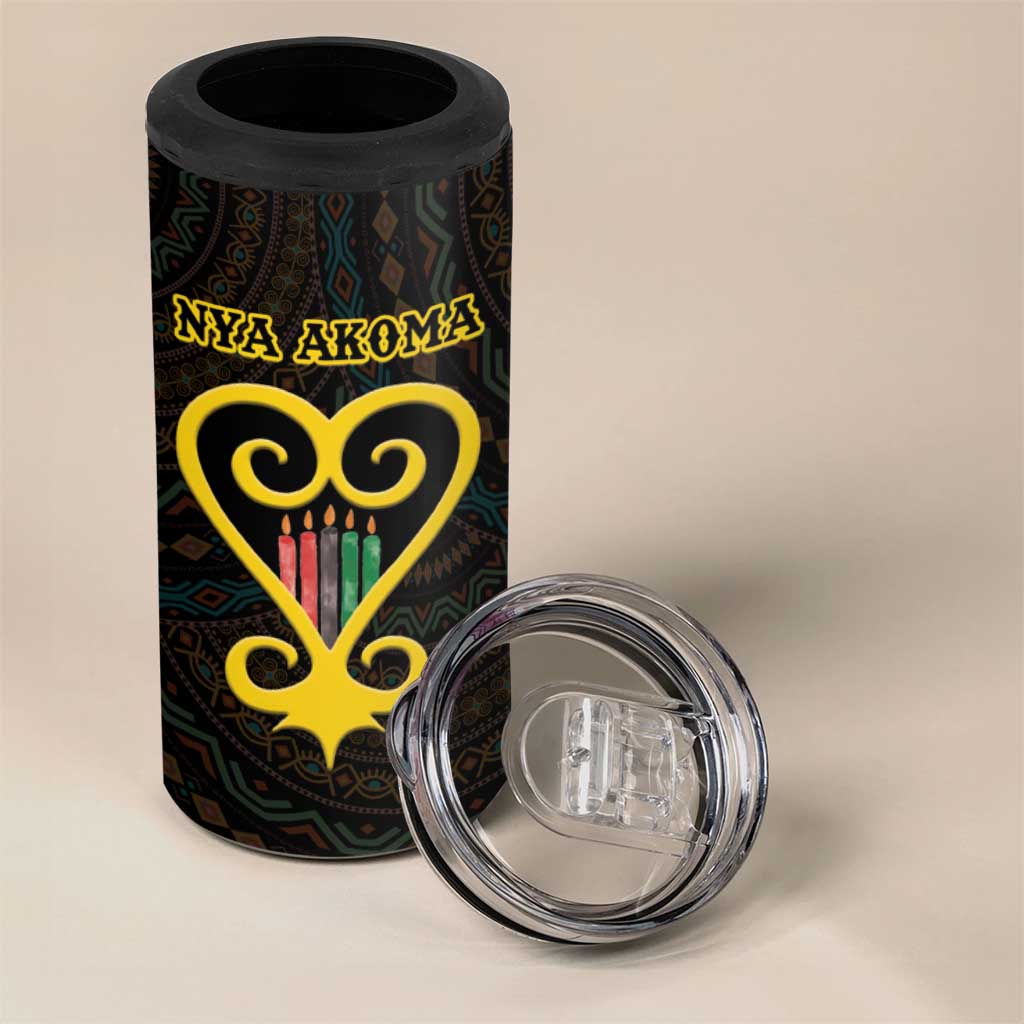 Personalized  African-American Black Love Day 4 in 1 Can Cooler Tumbler Sankofa Heart - Nya Akoma LT15