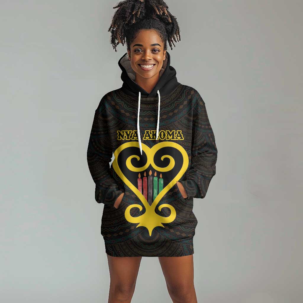 Personalized  African-American Black Love Day Hoodie Dress Sankofa Heart - Nya Akoma LT15