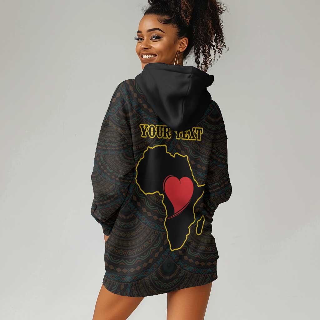 Personalized  African-American Black Love Day Hoodie Dress Sankofa Heart - Nya Akoma LT15