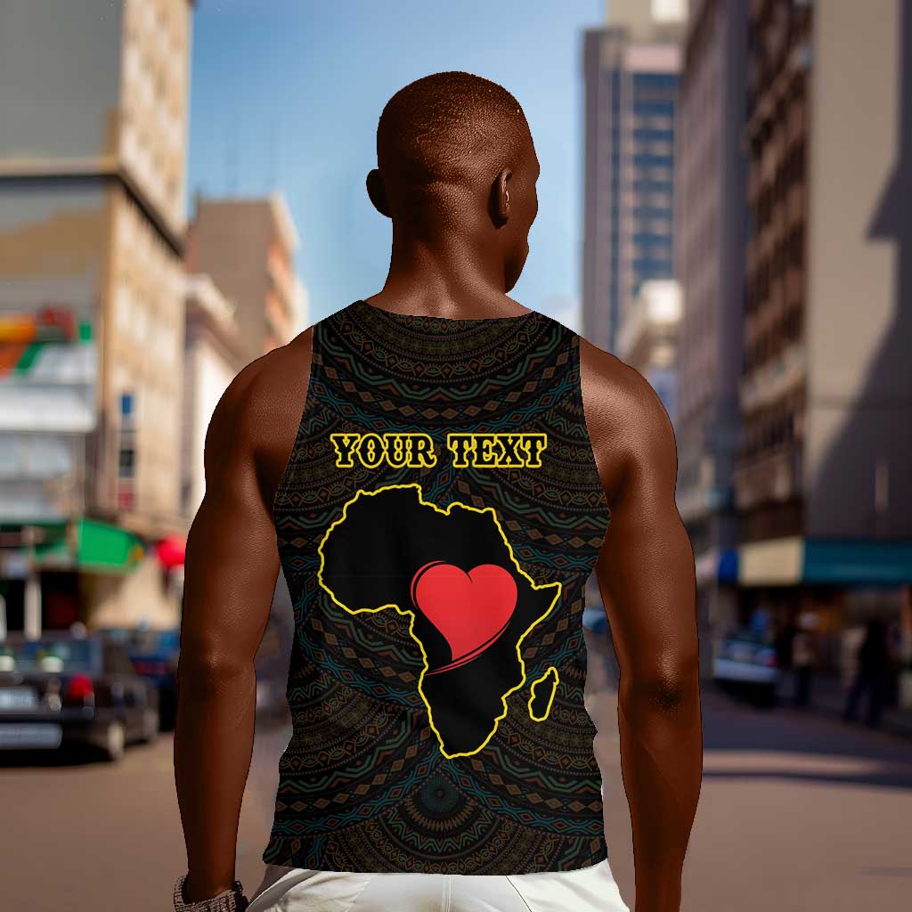 Personalized  African-American Black Love Day Men Tank Top Sankofa Heart - Nya Akoma LT15