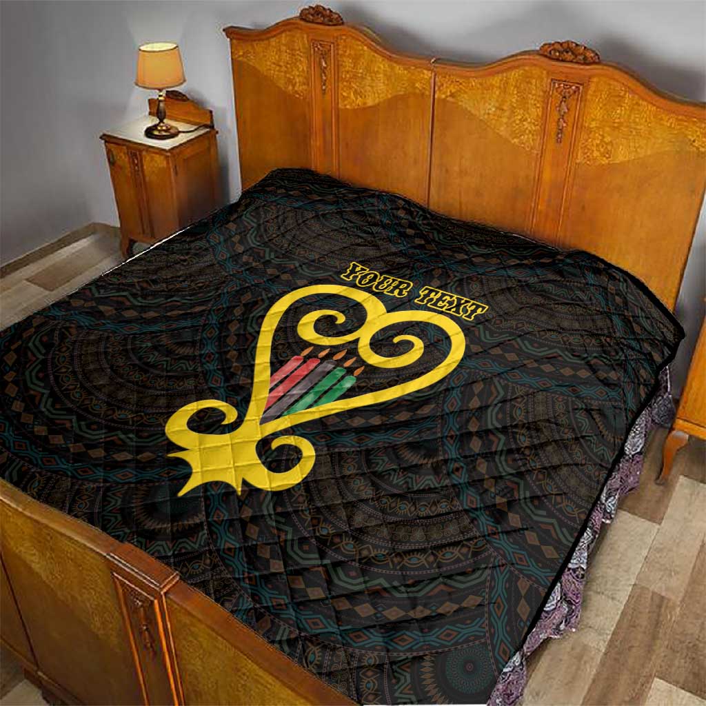 Personalized African-American Black Love Day Quilt Sankofa Heart - Nya Akoma LT15