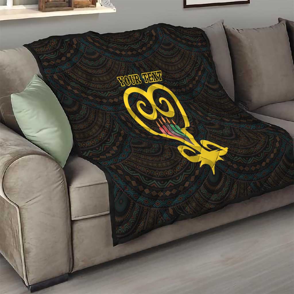 Personalized African-American Black Love Day Quilt Sankofa Heart - Nya Akoma LT15