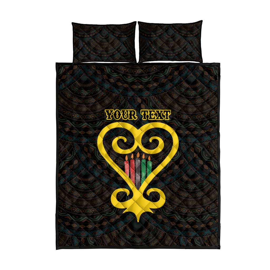 Personalized African-American Black Love Day Quilt Bed Set Sankofa Heart - Nya Akoma LT15