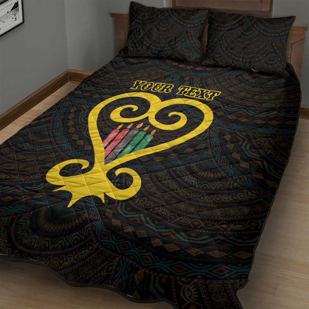 Personalized African-American Black Love Day Quilt Bed Set Sankofa Heart - Nya Akoma LT15