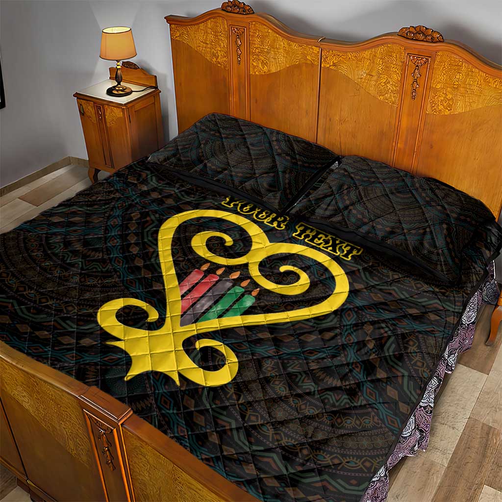 Personalized African-American Black Love Day Quilt Bed Set Sankofa Heart - Nya Akoma LT15