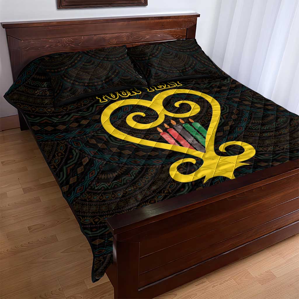 Personalized African-American Black Love Day Quilt Bed Set Sankofa Heart - Nya Akoma LT15
