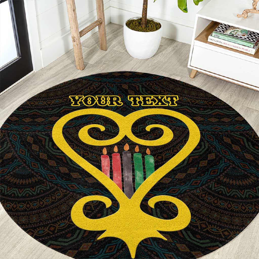 Personalized African-American Black Love Day Round Carpet Sankofa Heart - Nya Akoma LT15