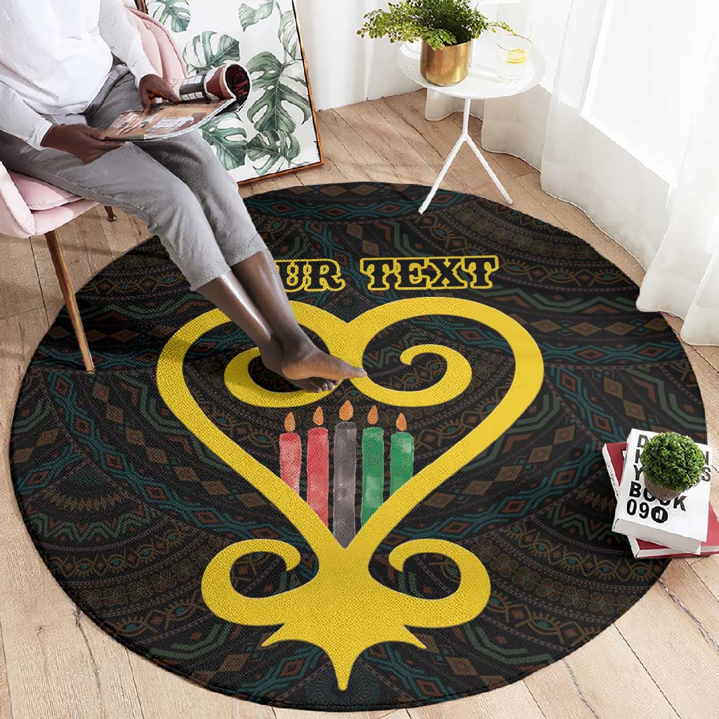 Personalized African-American Black Love Day Round Carpet Sankofa Heart - Nya Akoma LT15