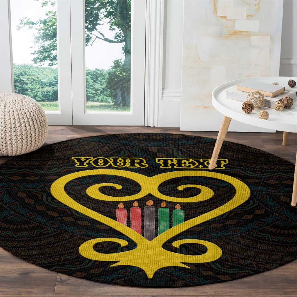 Personalized African-American Black Love Day Round Carpet Sankofa Heart - Nya Akoma LT15