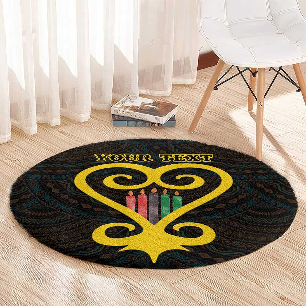 Personalized African-American Black Love Day Round Carpet Sankofa Heart - Nya Akoma LT15