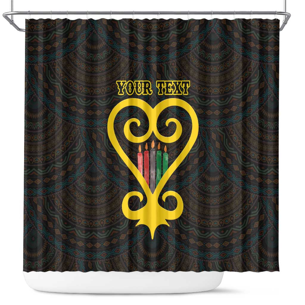 Personalised Happy Black Love Day Shower Curtain Sankofa Heart With Adinkra Pattern LT15