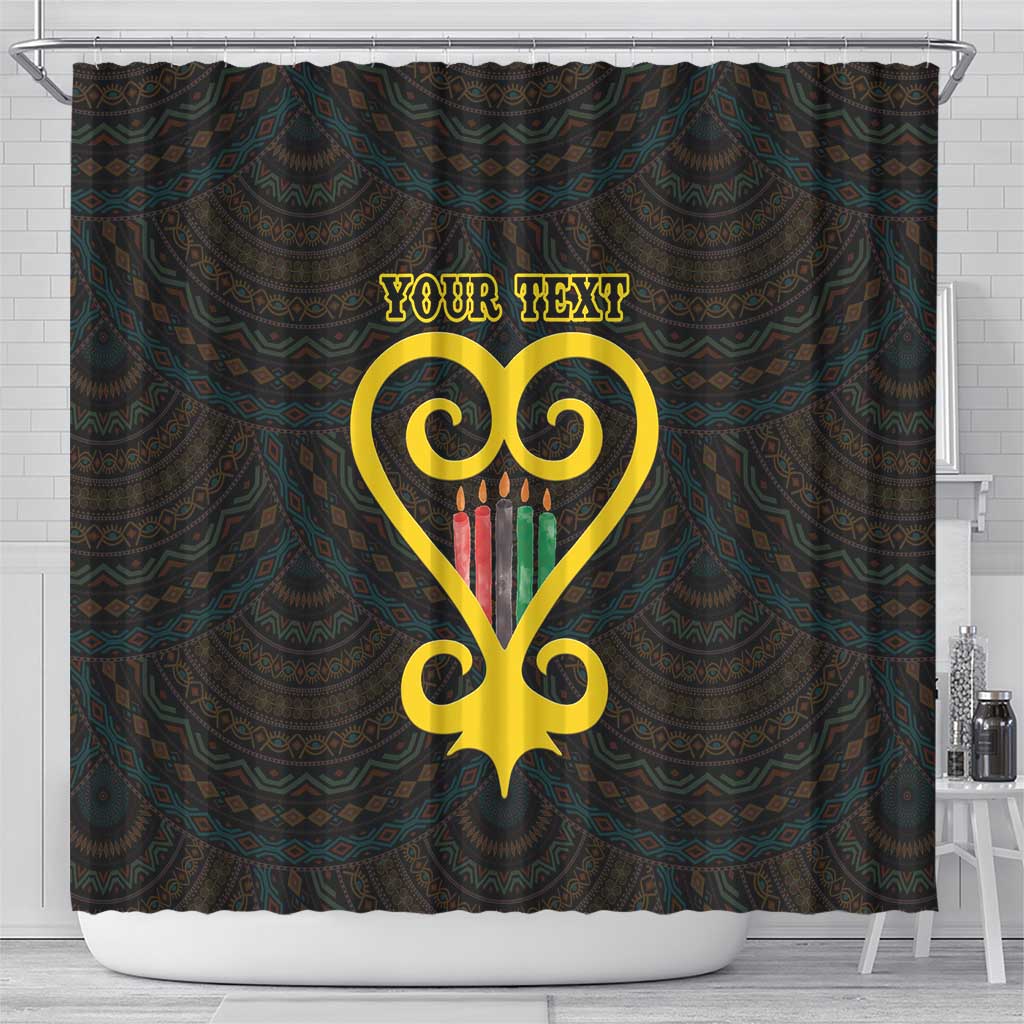 Personalised Happy Black Love Day Shower Curtain Sankofa Heart With Adinkra Pattern LT15