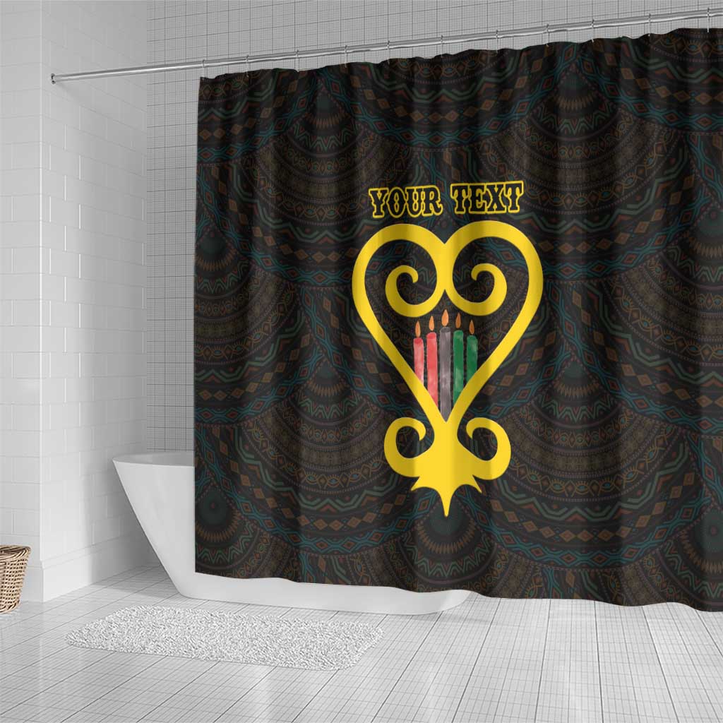 Personalised Happy Black Love Day Shower Curtain Sankofa Heart With Adinkra Pattern LT15