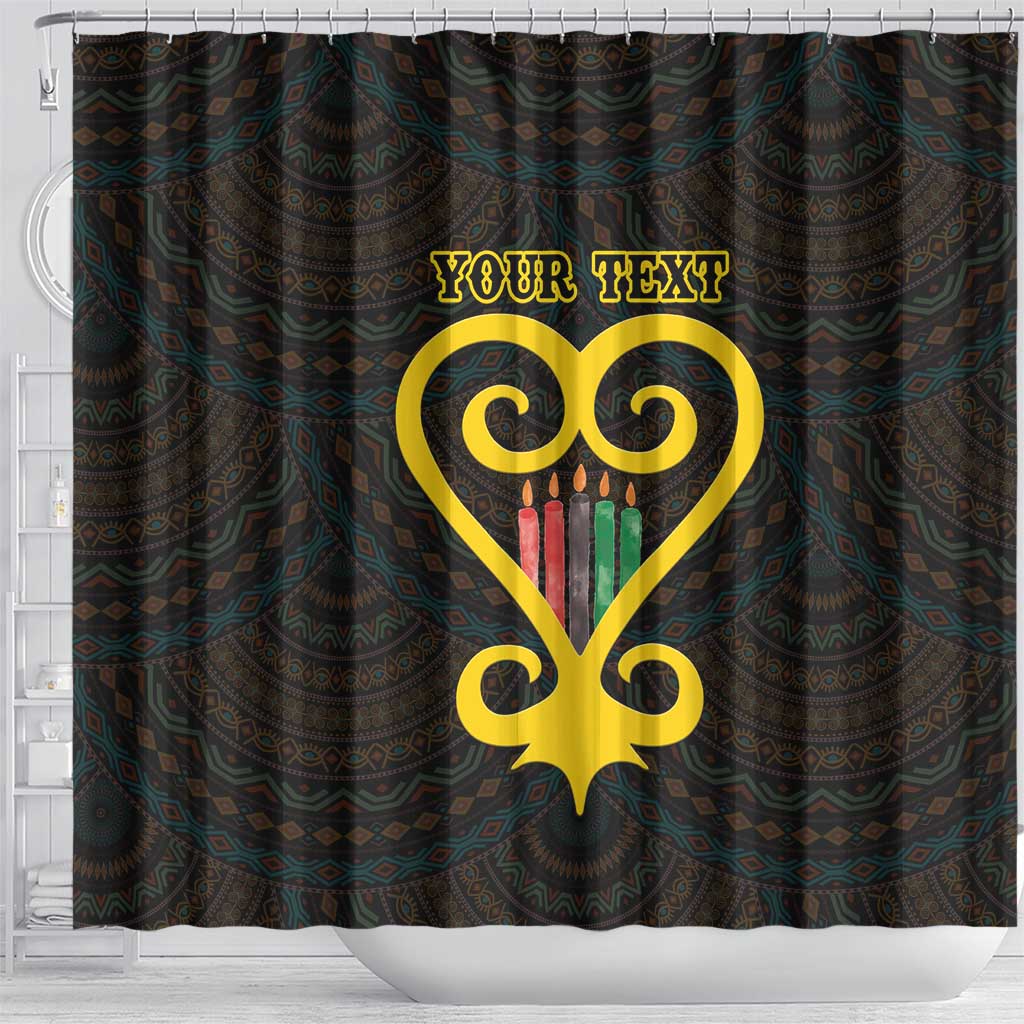 Personalised Happy Black Love Day Shower Curtain Sankofa Heart With Adinkra Pattern LT15