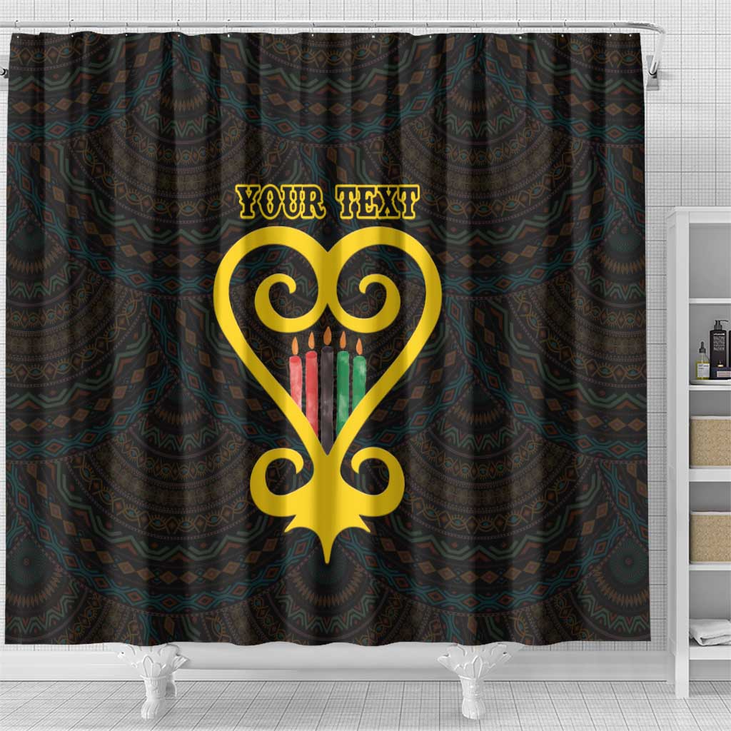 Personalised Happy Black Love Day Shower Curtain Sankofa Heart With Adinkra Pattern LT15