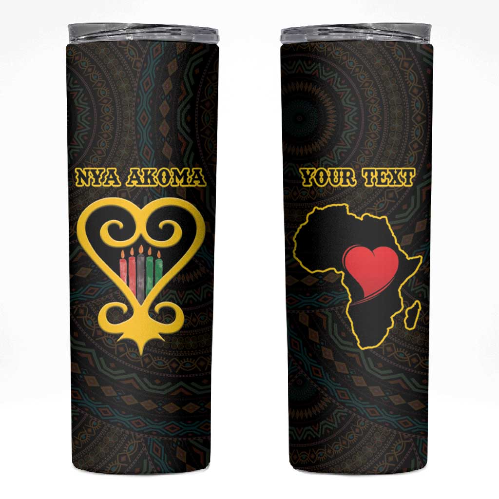 Personalized  African-American Black Love Day Skinny Tumbler Sankofa Heart - Nya Akoma LT15
