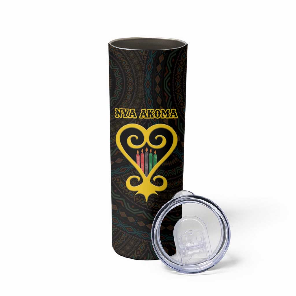Personalized  African-American Black Love Day Skinny Tumbler Sankofa Heart - Nya Akoma LT15