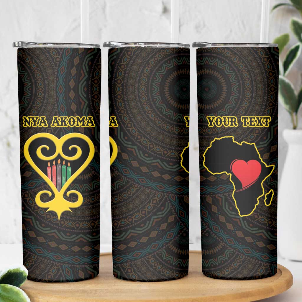 Personalized  African-American Black Love Day Skinny Tumbler Sankofa Heart - Nya Akoma LT15