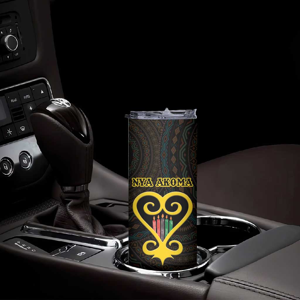 Personalized  African-American Black Love Day Skinny Tumbler Sankofa Heart - Nya Akoma LT15