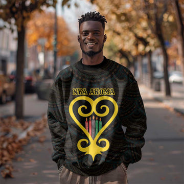 Personalized African-American Black Love Day Sweatshirt Sankofa Heart - Nya Akoma LT15