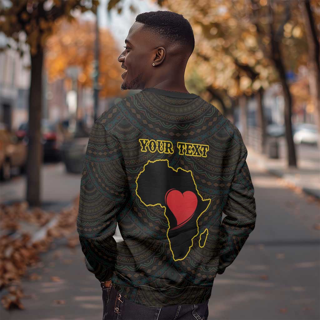 Personalized African-American Black Love Day Sweatshirt Sankofa Heart - Nya Akoma LT15
