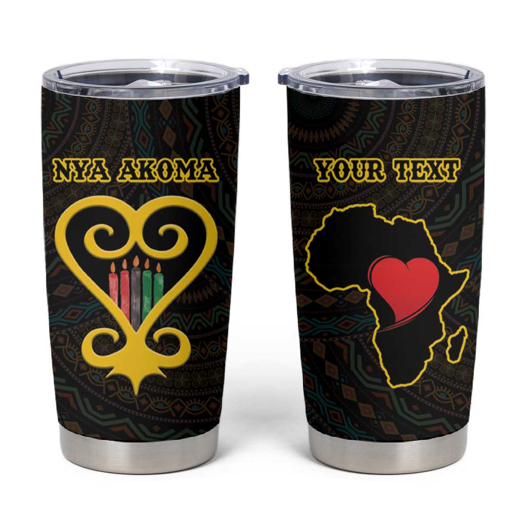 Personalized  African-American Black Love Day Tumbler Cup Sankofa Heart - Nya Akoma LT15