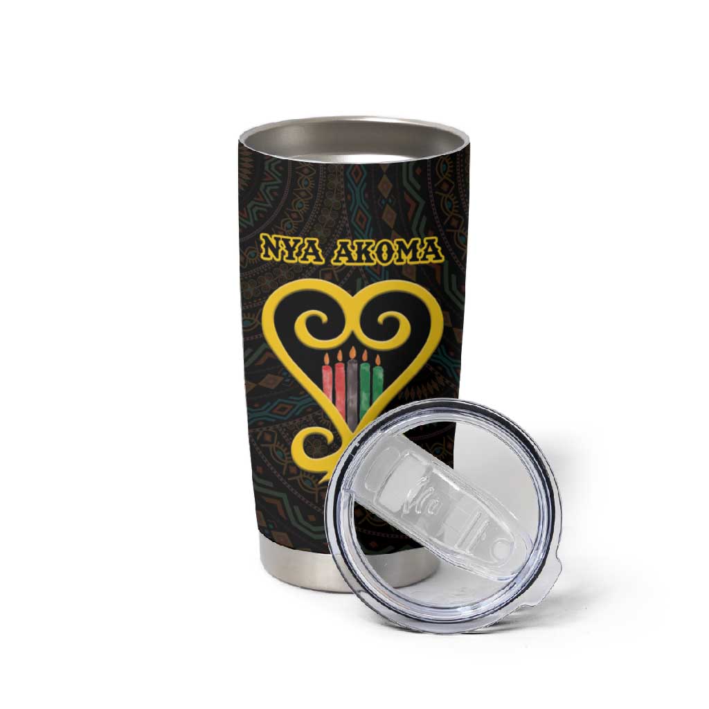 Personalized  African-American Black Love Day Tumbler Cup Sankofa Heart - Nya Akoma LT15