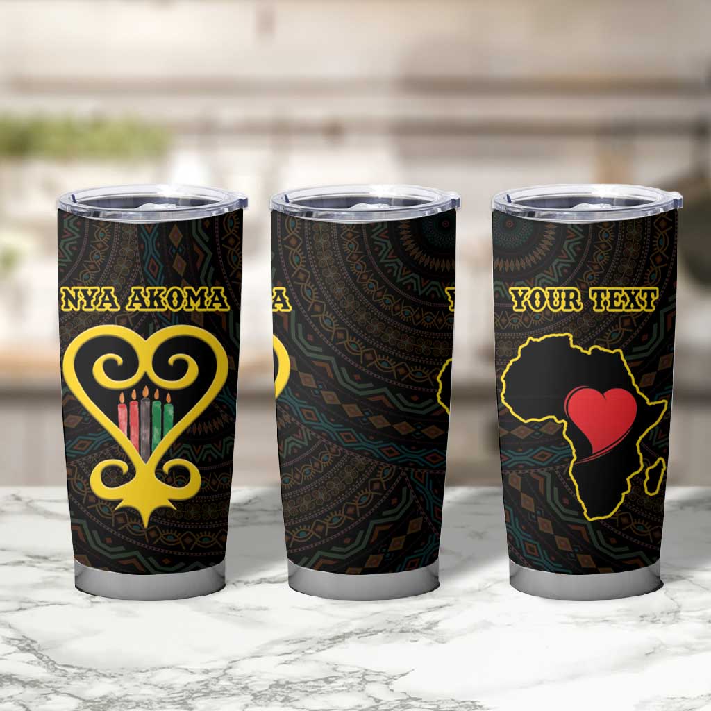 Personalized  African-American Black Love Day Tumbler Cup Sankofa Heart - Nya Akoma LT15