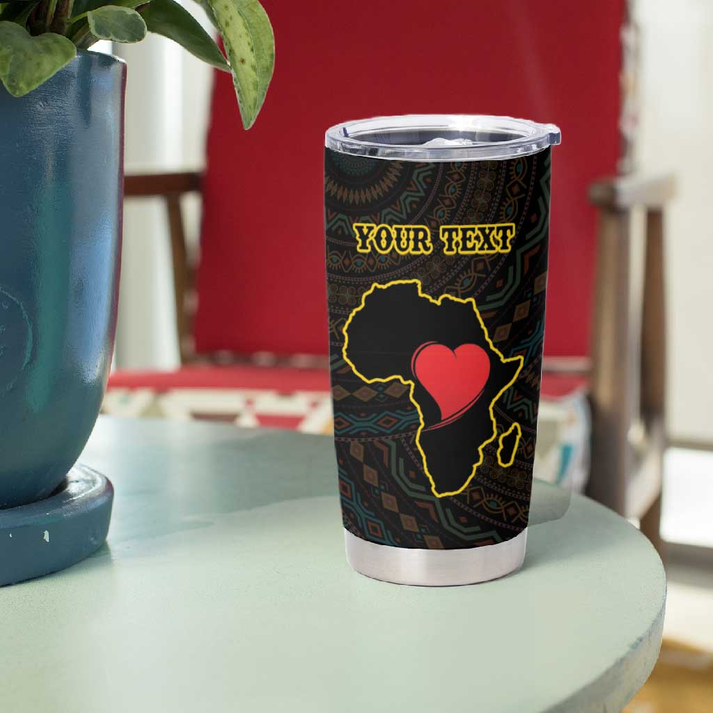 Personalized  African-American Black Love Day Tumbler Cup Sankofa Heart - Nya Akoma LT15