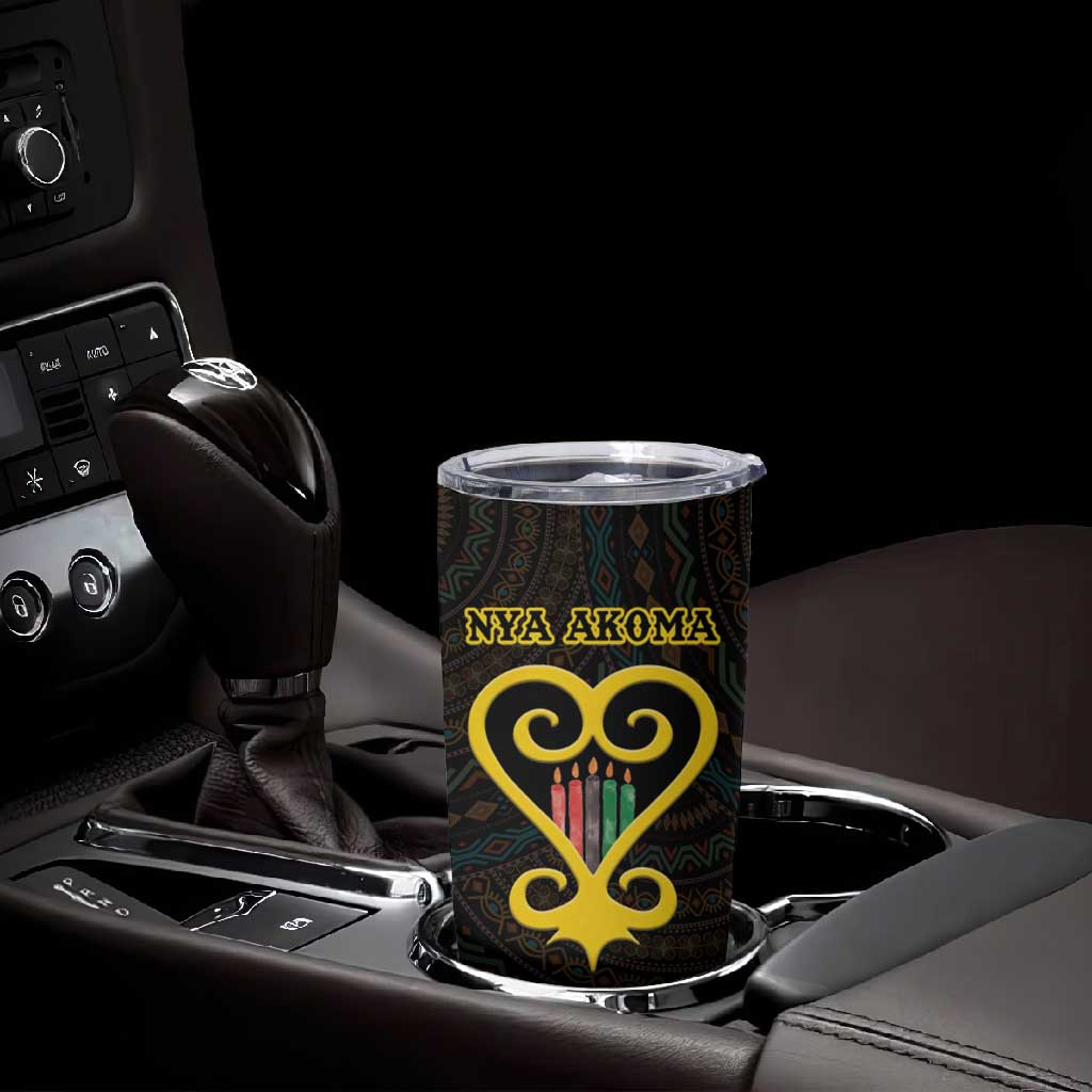 Personalized  African-American Black Love Day Tumbler Cup Sankofa Heart - Nya Akoma LT15