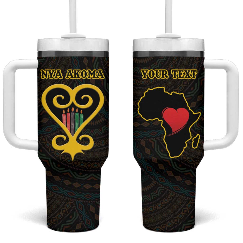 Personalized  African-American Black Love Day Tumbler With Handle Sankofa Heart - Nya Akoma LT15