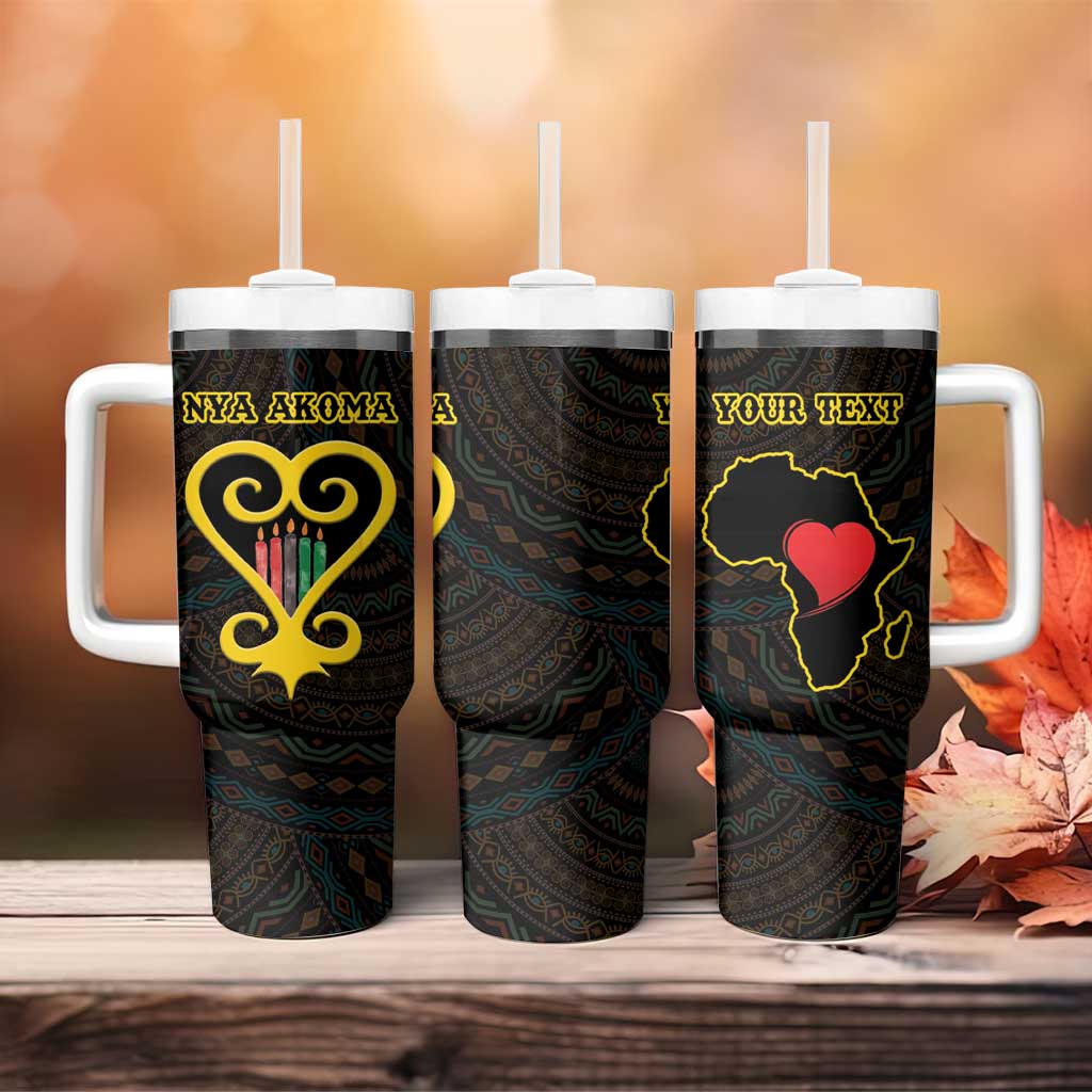 Personalized  African-American Black Love Day Tumbler With Handle Sankofa Heart - Nya Akoma LT15
