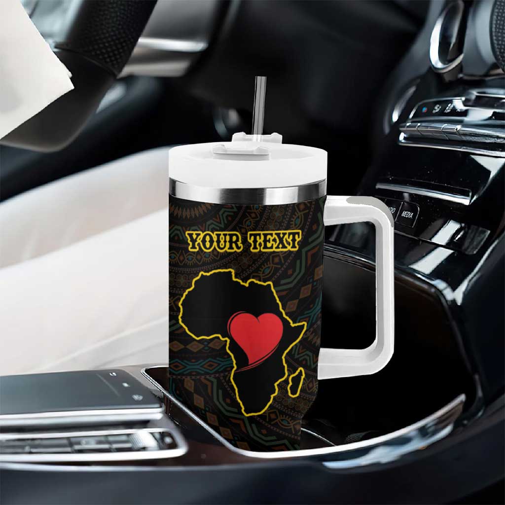 Personalized  African-American Black Love Day Tumbler With Handle Sankofa Heart - Nya Akoma LT15
