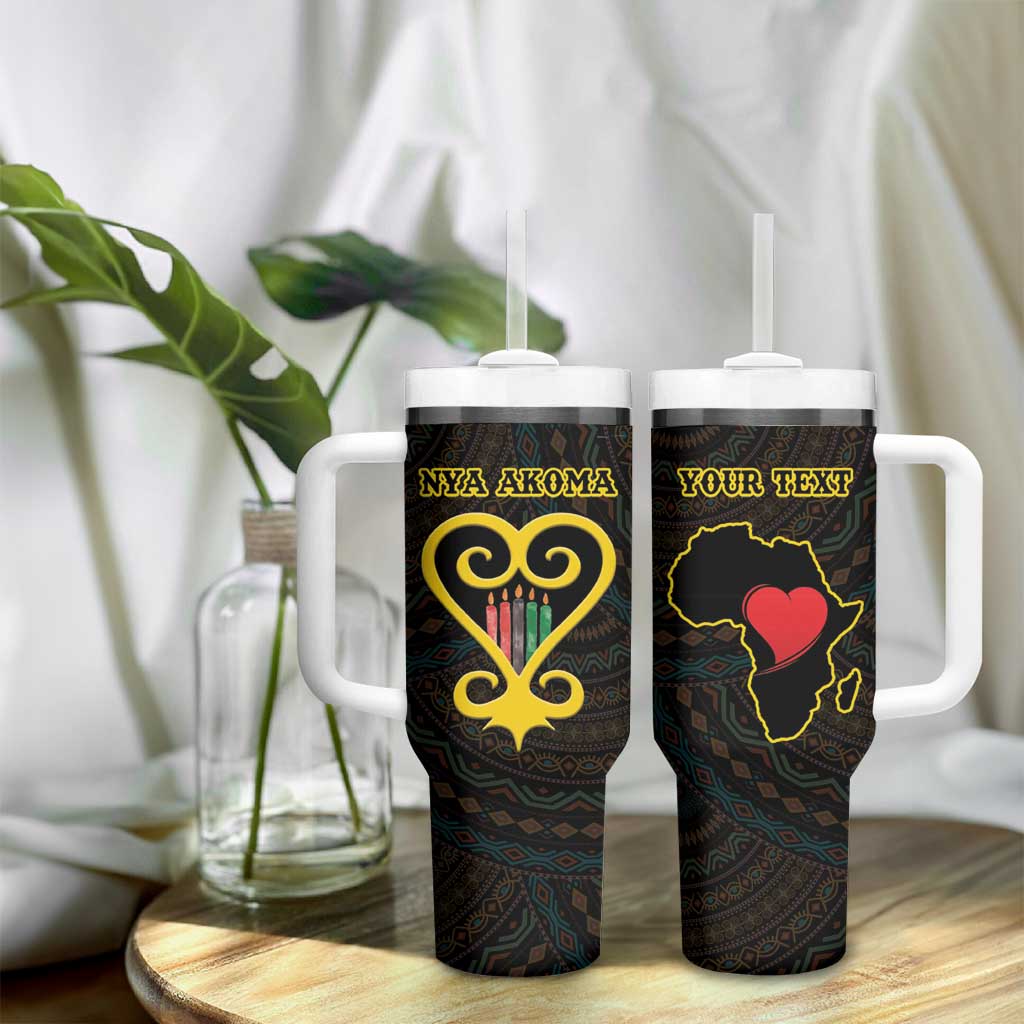Personalized  African-American Black Love Day Tumbler With Handle Sankofa Heart - Nya Akoma LT15