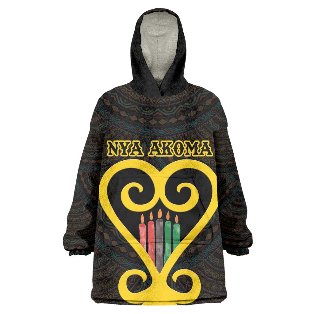 Personalized  African-American Black Love Day Wearable Blanket Hoodie Sankofa Heart - Nya Akoma LT15